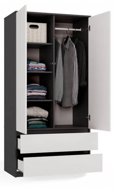 Šatní skříň do předsíně 90 cm TAAVI - antracitová / bílá