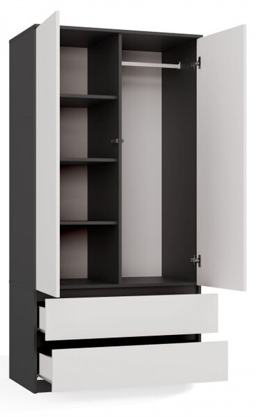 Šatní skříň do předsíně 90 cm TAAVI - antracitová / bílá