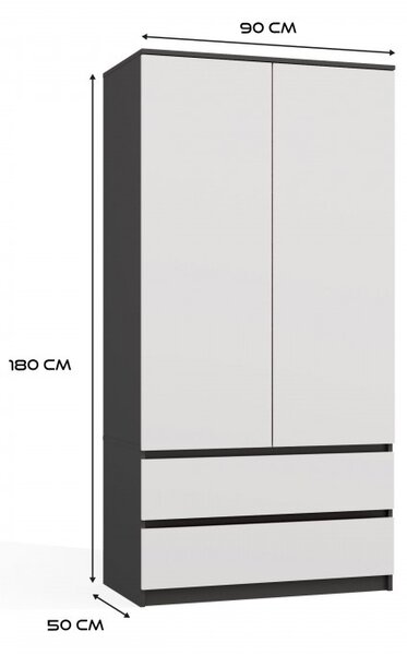 Šatní skříň do předsíně 90 cm TAAVI - antracitová / bílá
