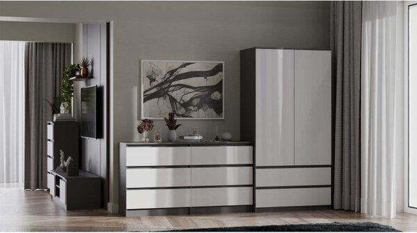 Šatní skříň do předsíně 90 cm TAAVI - antracitová / bílá