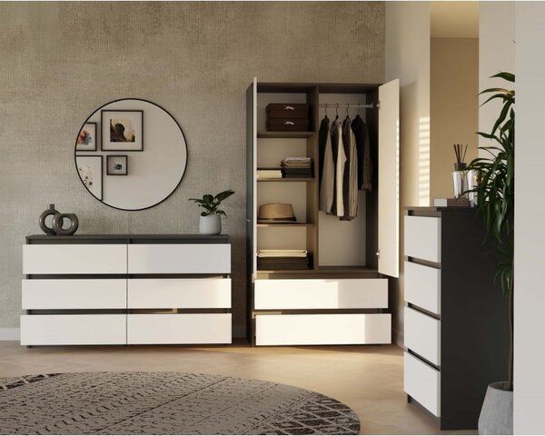 Šatní skříň do předsíně 90 cm TAAVI - antracitová / bílá