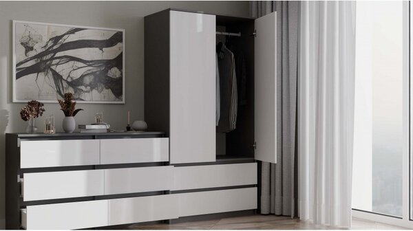 Šatní skříň do předsíně 90 cm TAAVI - antracitová / bílá