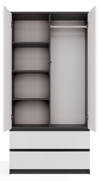 Šatní skříň do předsíně 90 cm TAAVI - antracitová / bílá