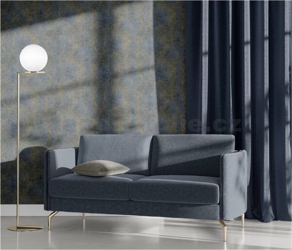 Vliesové tapety na zeď ELLE DECORATION 4 10438-08, rozměr 10,05 m x 0,53 m, stěrkovaná omítka modro-zlatá, Erismann