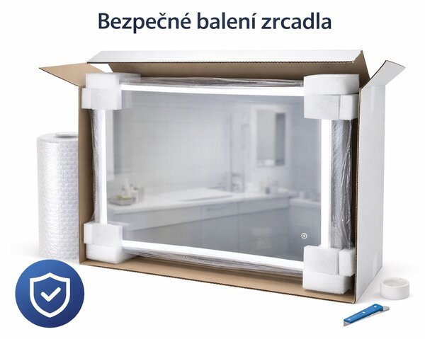 LED zrcadlo Smart 120x65 cm, Bluetooth, nastavitelná barva světla, Anti-fog