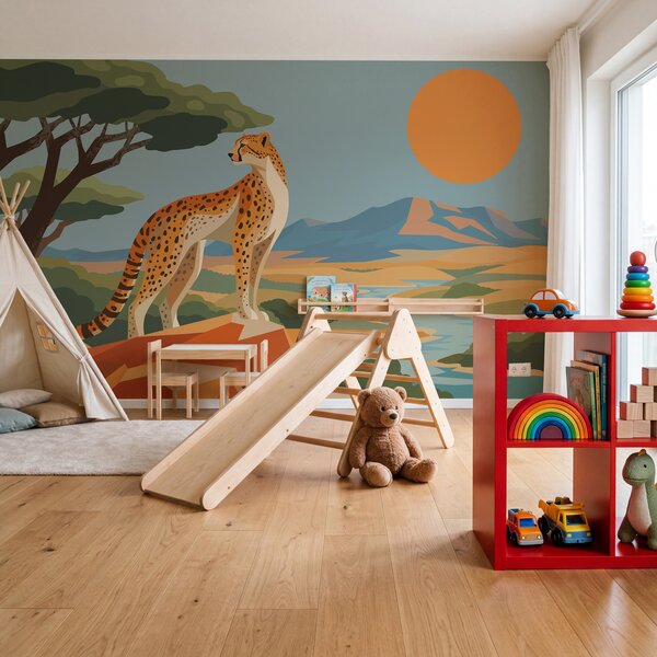Fototapeta Gepard stojící na skále, Fototapety se zvířaty, Populární fototapety - Tapeko.co.cz
