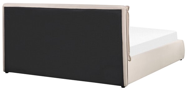 Postel s úložným prostorem Umělý samet BAJONNA 180 x 200 cm Béžová
