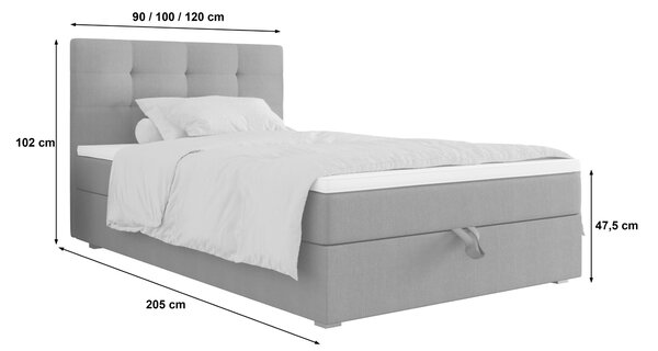 Jednolůžková postel 90x200 STIG 8 s úložným prostorem - béžová