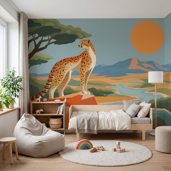 Fototapeta Gepard stojící na skále, Fototapety se zvířaty, Populární fototapety - Tapeko.co.cz