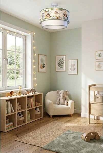 Brilagi-LED Dětský přisazený lustr BOBO 1xE27/60W/230V pr.40 cm krém./zel./džun