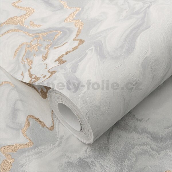 Vliesové tapety na zeď ELLE DECORATION 4 10447-31, rozměr 10,05 m x 0,53 m, mramor šedo-zlatý, Erismann