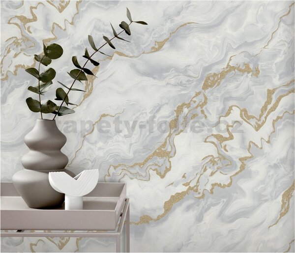 Vliesové tapety na zeď ELLE DECORATION 4 10447-31, rozměr 10,05 m x 0,53 m, mramor šedo-zlatý, Erismann