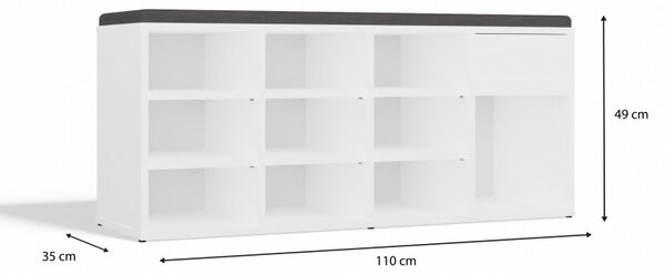 Sedací botník CASPER - bílý / šedý