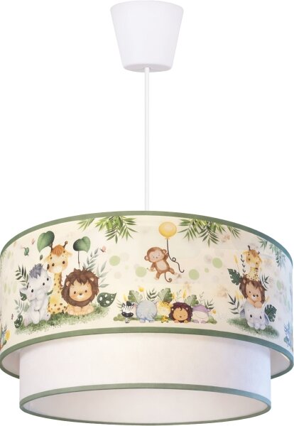 Brilagi-LED Dětský lustr na lanku BOBO 1xE27/60W/230V pr.40cm krém./zel./džungle