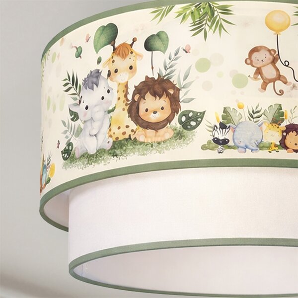 Brilagi-LED Dětský lustr na lanku BOBO 1xE27/60W/230V pr.40cm krém./zel./džungle