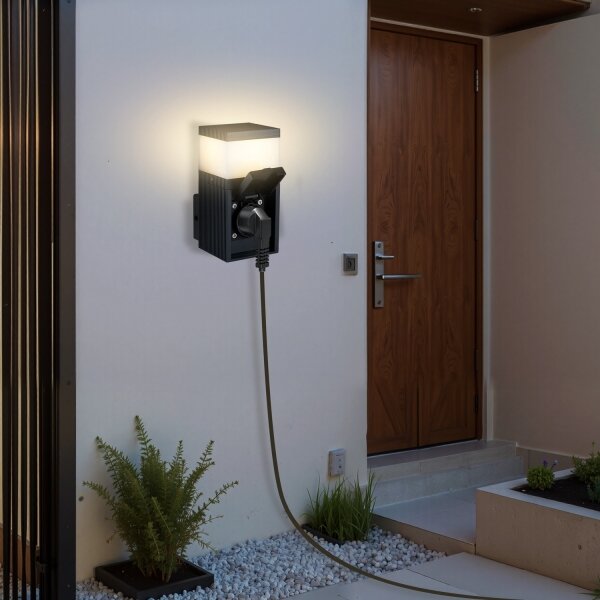 Brilagi - Venkovní lampa se zásuvkou SCHUKO PILLAR 1xG9/11W/230V IP44 antracit