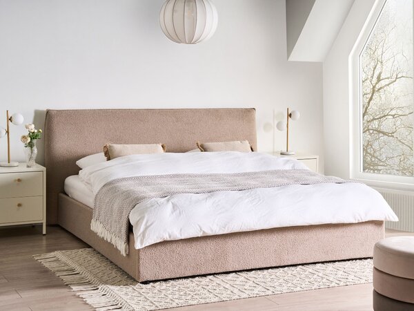 Postel s úložným prostorem Buklé LAVAUR 180 x 200 cm Taupe