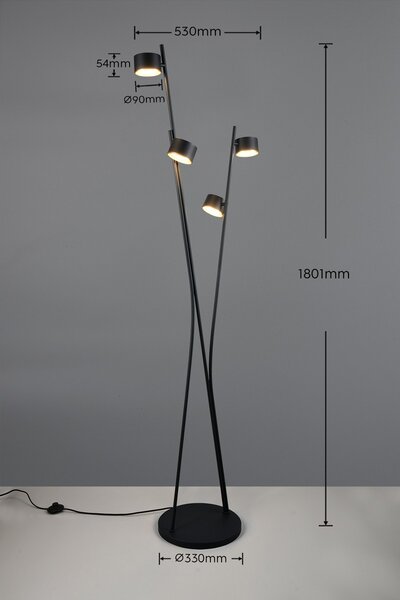 Trio 469000480 stojací lampa CODA | 10W GX53 | s vypínačem