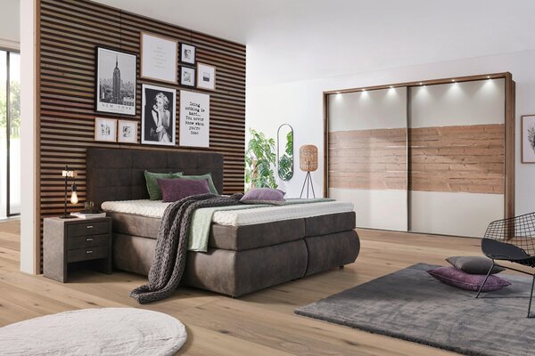POSTEL BOXSPRING, 180/200 cm, tmavě šedá Voleo - Manželské postele