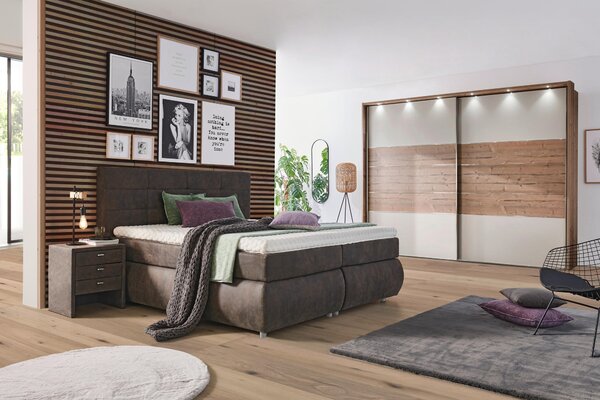 POSTEL BOXSPRING, 180/200 cm, tmavě šedá Voleo - Manželské postele