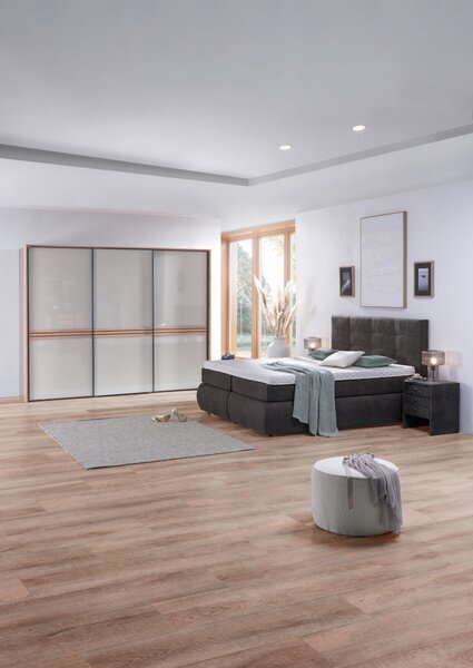 POSTEL BOXSPRING, 180/200 cm, tmavě šedá Voleo - Manželské postele