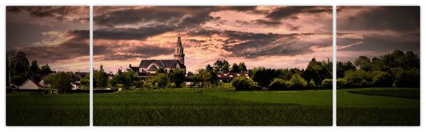 Obraz krajiny s kostelem (170x50 cm)