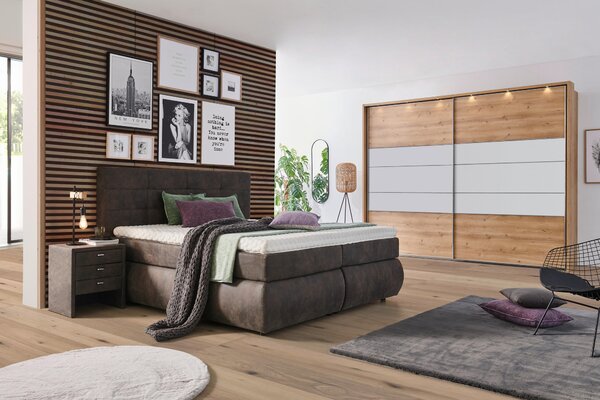 POSTEL BOXSPRING, 180/200 cm, tmavě šedá Voleo - Manželské postele