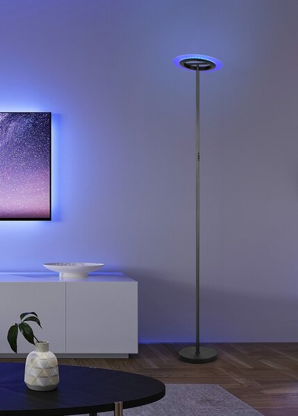 Trio R43411132 LED stojací lampa SANBA | 17W integrovaný LED zdroj | 1900lm | 2700-6500K | dálkové ovládání | stmívač | rgb - barevné
