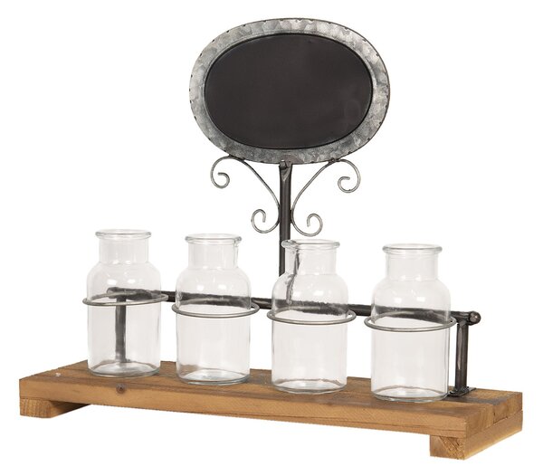 Dekorační lahvičky ve stojanu s cedulí Mercer - 42*14*35 cm - Clayre & Eef