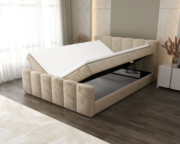 Čalouněná manželská postel 140x200 DADNIA - světle béžová