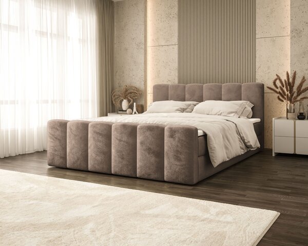 Čalouněná manželská postel 140x200 DADNIA - hnědá
