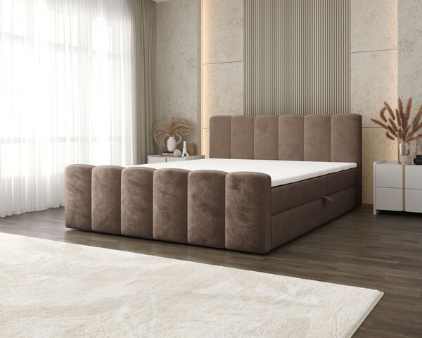 Čalouněná manželská postel 140x200 DADNIA - hnědá