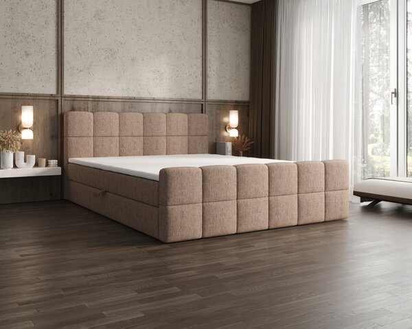 Čalouněná postel 140x200 CABRIA s úložným prostorem - béžová