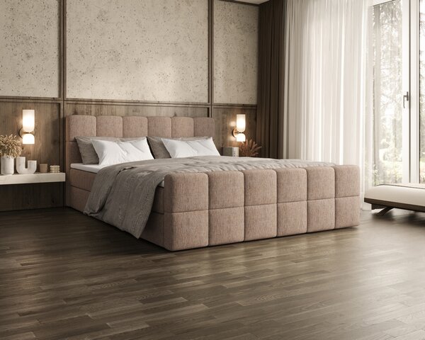 Čalouněná postel 140x200 CABRIA s úložným prostorem - béžová