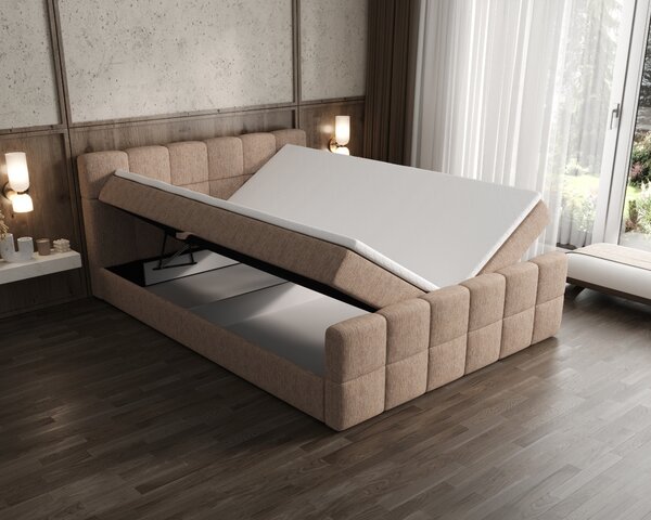 Čalouněná postel 140x200 CABRIA s úložným prostorem - béžová