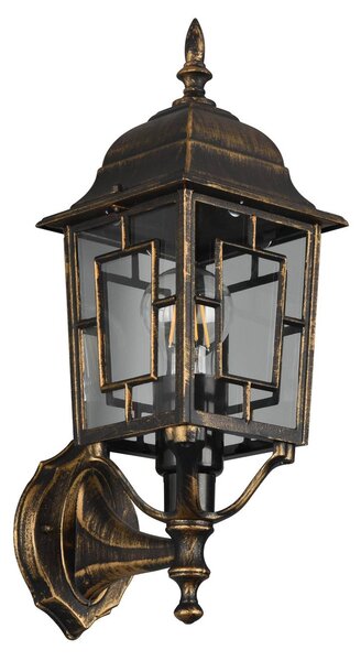 Trio Lighting Venkovní nástěnné svítidlo Volturno, horní zásuvka, barva rezavá antická, stmívatelný, Hnědá / rez, Hliník, Starožitný