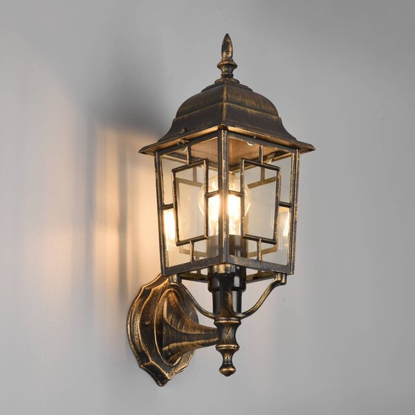 Trio Lighting Venkovní nástěnné svítidlo Volturno, horní zásuvka, barva rezavá antická, stmívatelný, Hnědá / rez, Hliník, Starožitný