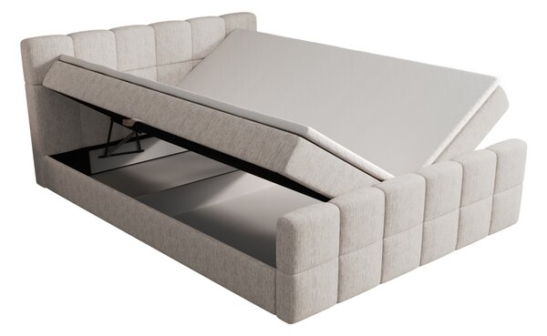 Čalouněná postel 140x200 CABRIA s úložným prostorem - světle béžová