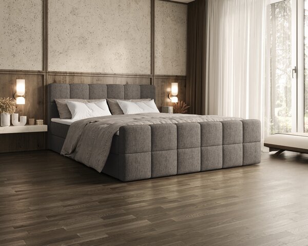 Čalouněná postel 140x200 CABRIA s úložným prostorem - šedá