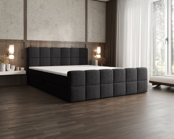 Čalouněná postel 140x200 CABRIA s úložným prostorem - černá