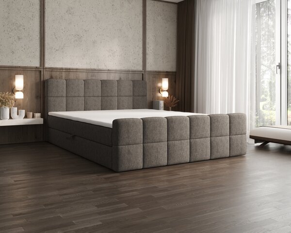 Čalouněná postel 140x200 CABRIA s úložným prostorem - šedá