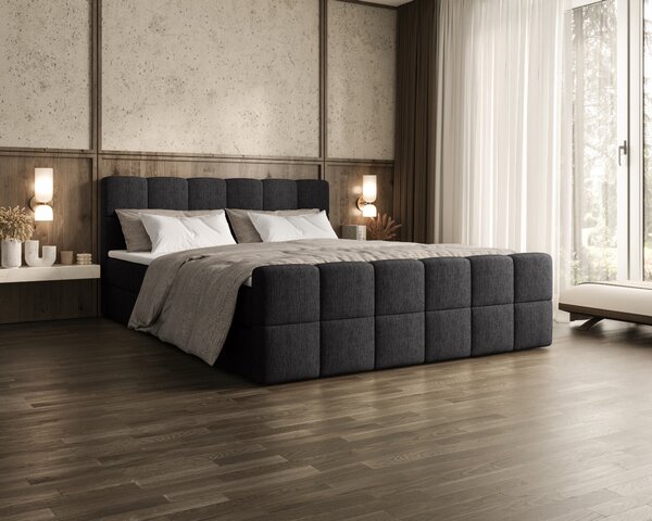 Čalouněná postel 140x200 CABRIA s úložným prostorem - černá