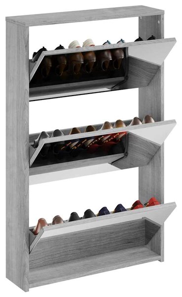 Botník se zrcadlem 3patrový šedá sonoma 63x17x102,5 cm