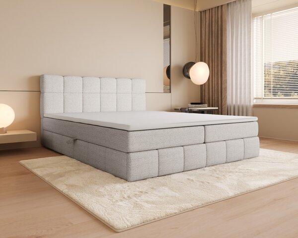 Manželská postel s úložným prostorem 140x200 VAFLIA - světle šedá
