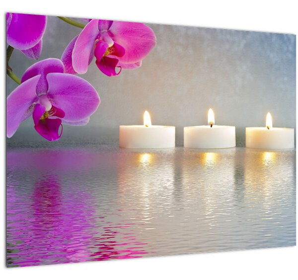 Obraz svíček na vodě (70x50 cm)