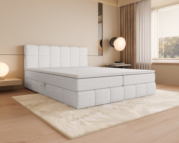 Manželská postel s úložným prostorem 140x200 VAFLIA - krémová