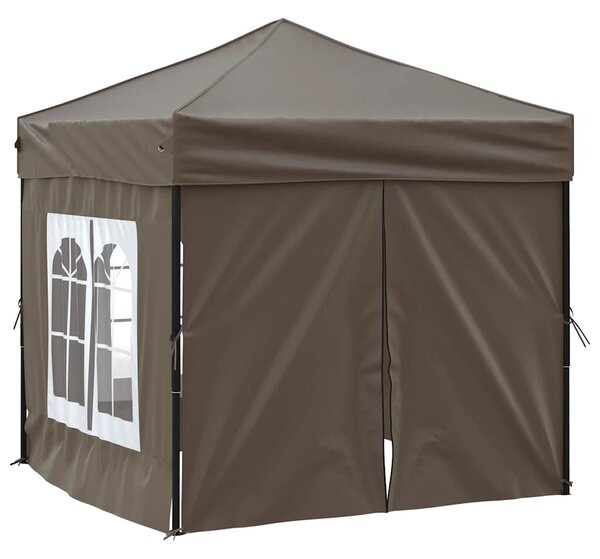 Skládací party stan s bočními stěnami taupe 2 x 2 m