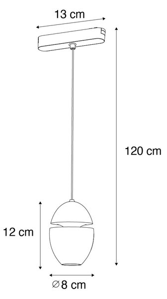 Moderní černé závěsné svítidlo pro 1fázový kolejnicový systém včetně LED - Magnetic Eggy
