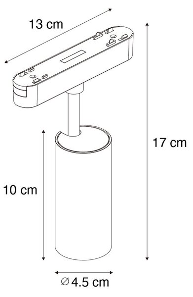 Moderní černé bodové svítidlo pro jednofázový kolejnicový systém 9W 3000K - Magnetic Gert