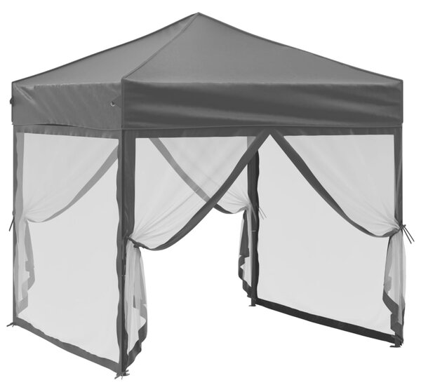 Skládací party stan s bočními stěnami černý 2 x 2 m